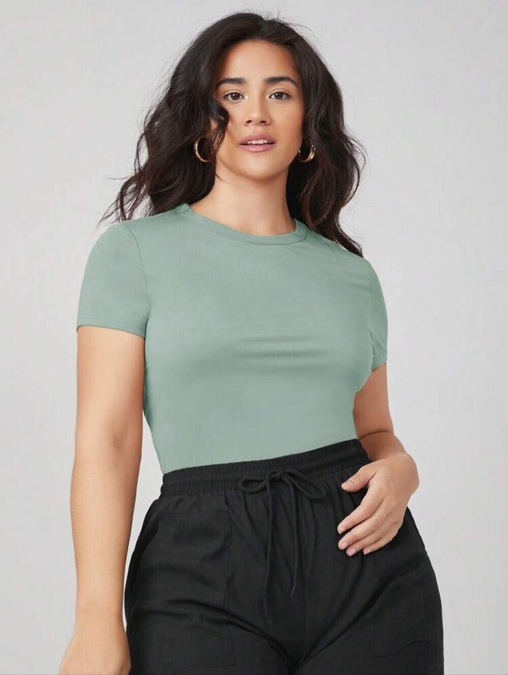 SHEIN Light Sage Green Crop Top